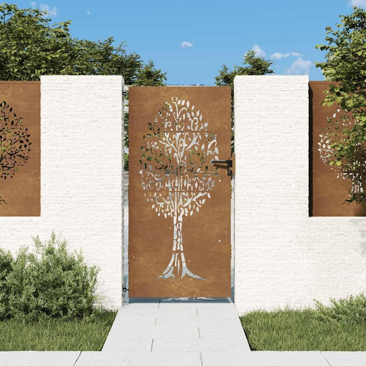 vidaXL Gartentor, Gartentür mit Bambus-Design, Abschliessbar Hoftor Eingangstor für Garten Terrasse,