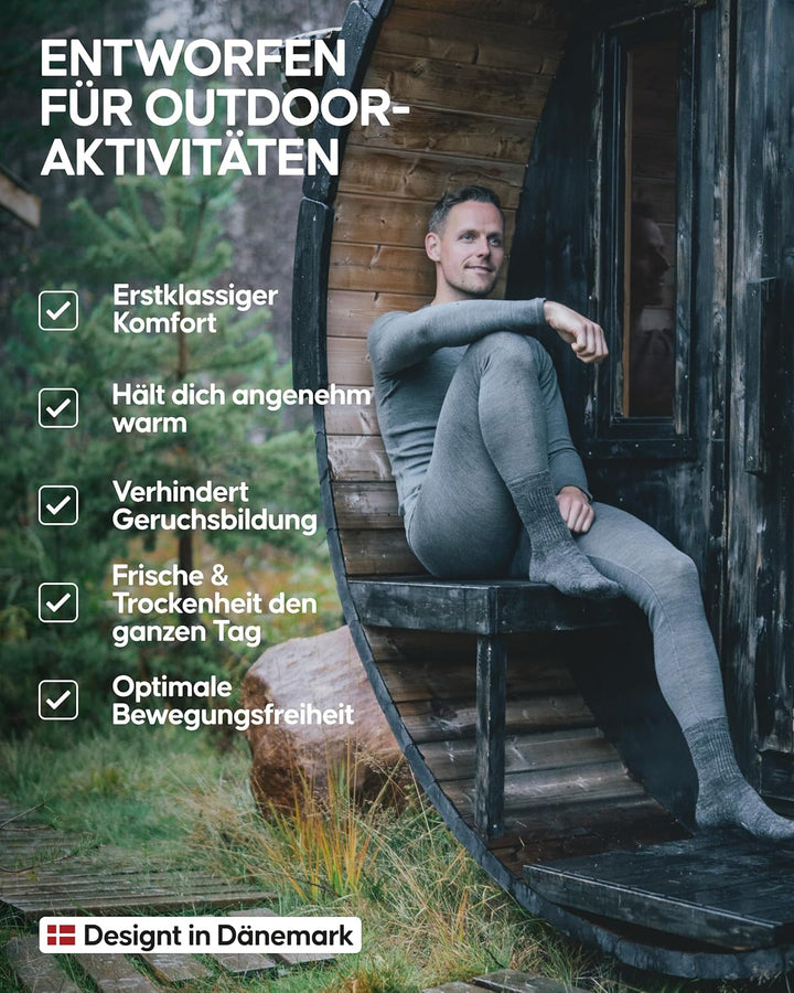 DANISH ENDURANCE Merino Funktionshose, Premium Thermo-Unterwäsche, Lange Unterhose, Temperaturreguli