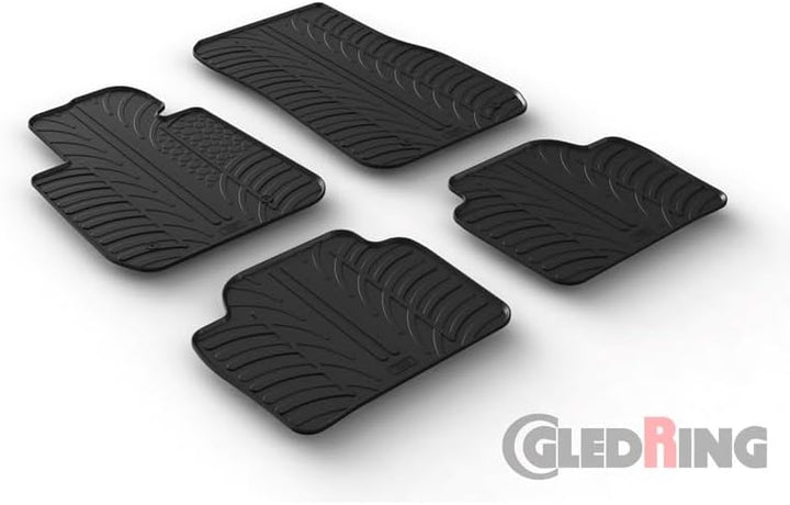 Satz Gummimatten kompatibel mit BMW 3er F30/F31 2012-2019 (T Profil 4-teilig + Montage-clips) Fussma