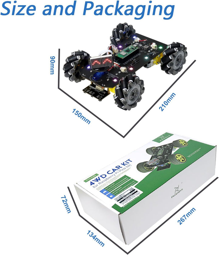 Freenove Mecanum Wheel Car Kit for Raspberry Pi Pico W (Included) (Compatible with Arduino IDE), Dot