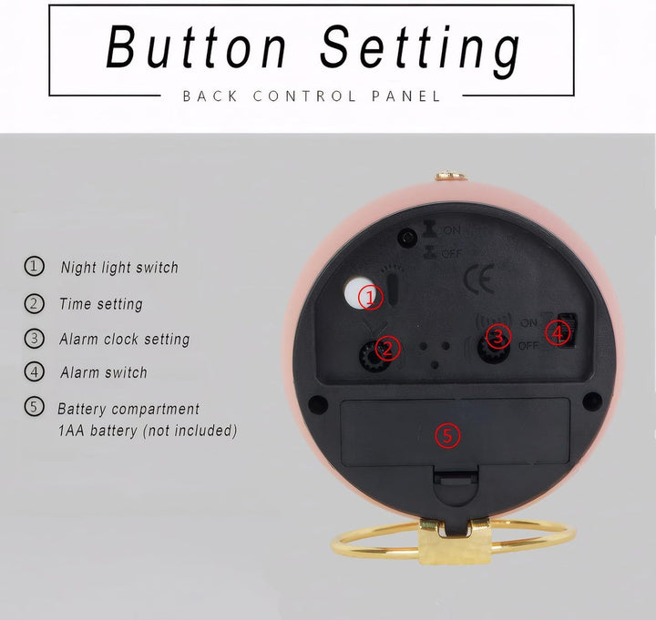 Lancoon Retro Quarzuhr Mit Nachtlicht Analogwecker Metall Einfaches Niedliches Design Tischuhr Batte