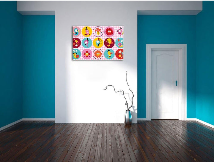 Pixxprint Lustige Tiere und Pflanzen als Leinwandbild/Grösse: 100x70 cm/Wandbild/Kunstdruck/fertig b