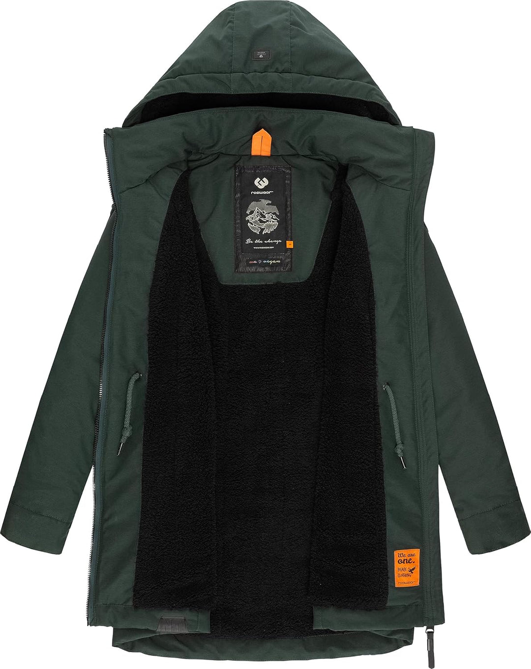 Ragwear Damen Wintermantel Warmer Parka lang wasserdicht mit Abnehmbarer Kapuze Dakkota XS-6XL L Dar