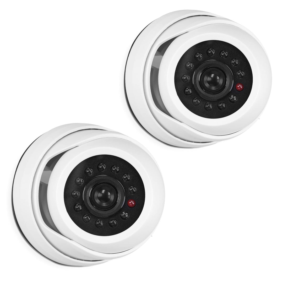 kwmobile 2X Dummy Kamera für Deckenunterbau - mit LED Licht - Dome Überwachungskamera Attrappe Set -