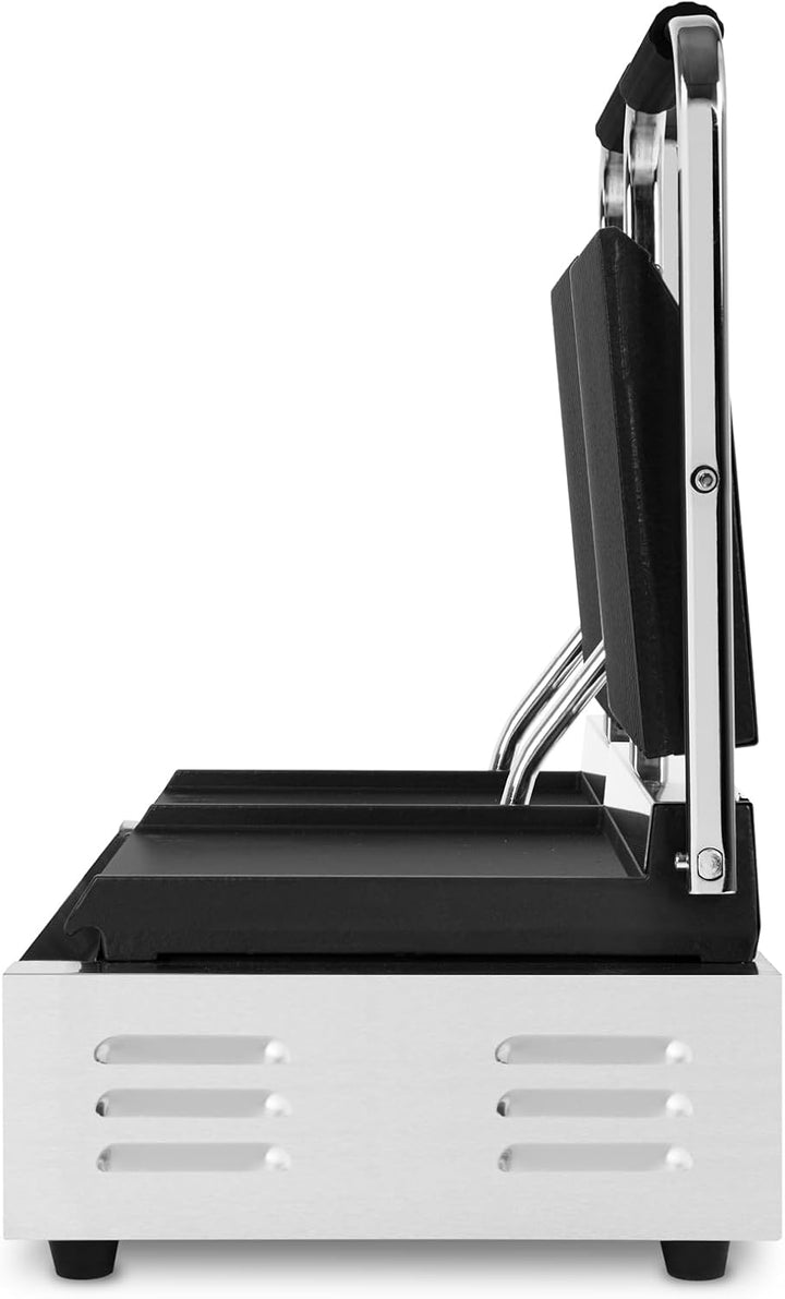VERTES Kontaktgrill doppelt, Gusseisen Grillplatte oben gerillt/unten flach, 3600 W Gastro Multigril