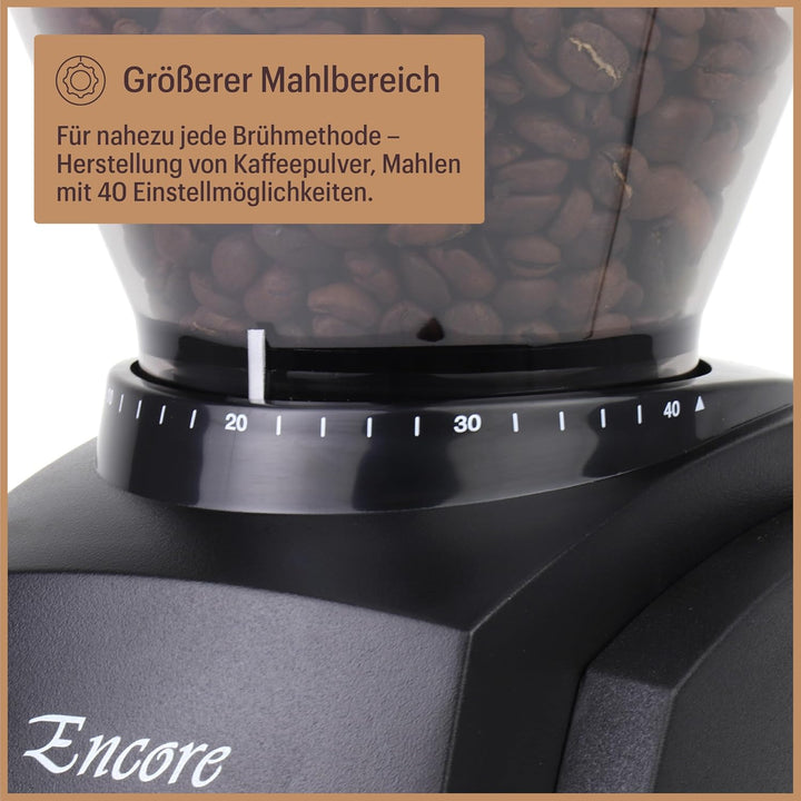 Baratza - Encore 230V Kaffeemühle - Elektrische Kaffeemühle mit Mahlwerk, Schwarz, Schwarz