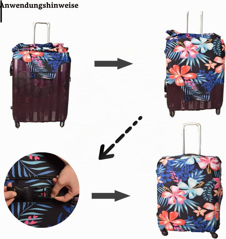 Gepäckabdeckung, waschechter Schutzkoffer-Cover - Reise-elastischer Spandex-Koffer-Protector mit 19