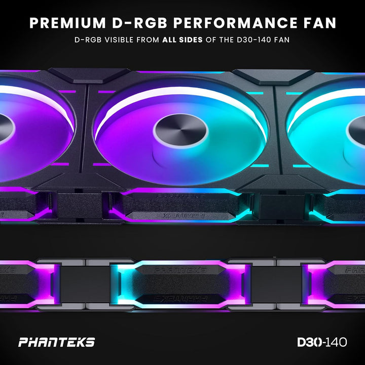 Phanteks D30 PWM Reverse Airflow, D-RGB Lüfter - 140mm, schwarz Reverse x1 Black, Reverse x1 Black