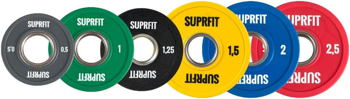 Suprfit Mini PU Bumper Plates - gummierte Hantelscheiben für Techniktraining mit der Hantelstange, E