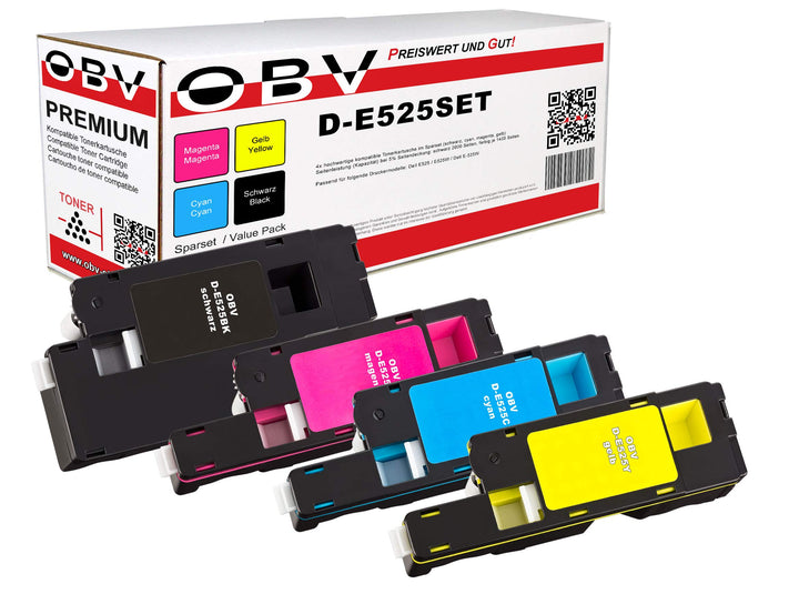 OBV 4X kompatibler Toner als Ersatz für Dell E525 E525W schwarz Cyan Magenta gelb schwarz, cyan, mag