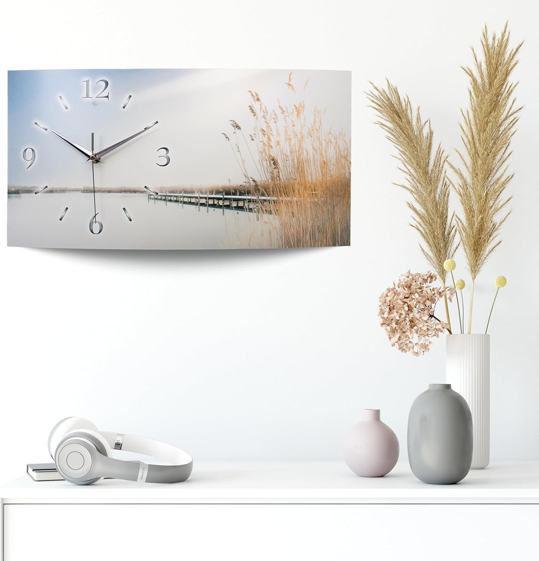 Kreative Feder Chill Out XXL Designer leise Funk Wanduhr Funkuhr modernes Design * Made in Germany*