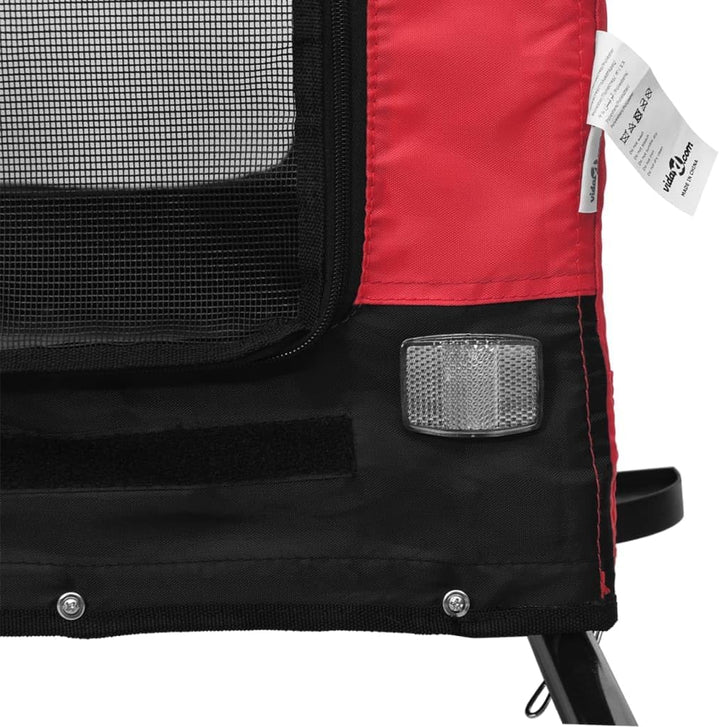 vidaXL Fahrradanhänger Hunde Orange und Schwarz Oxford-Gewebe & Eisen Rot 124 x 65 x 66 cm, Rot 124