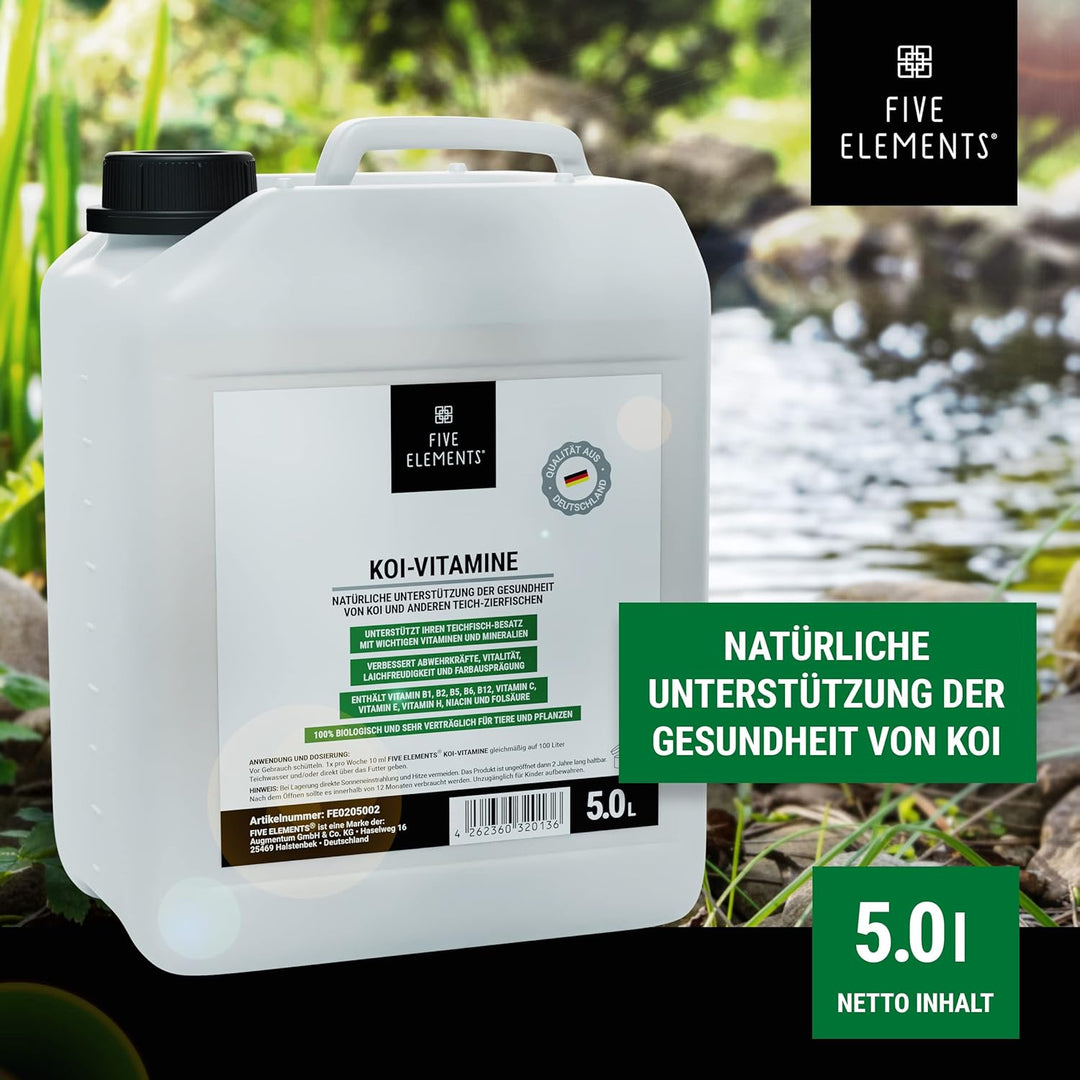 FIVE ELEMENTS Koi-Vitamine | 5,0 l flüssig | wichtige Vitamine und Mineralien | verbessert Abwehrkrä
