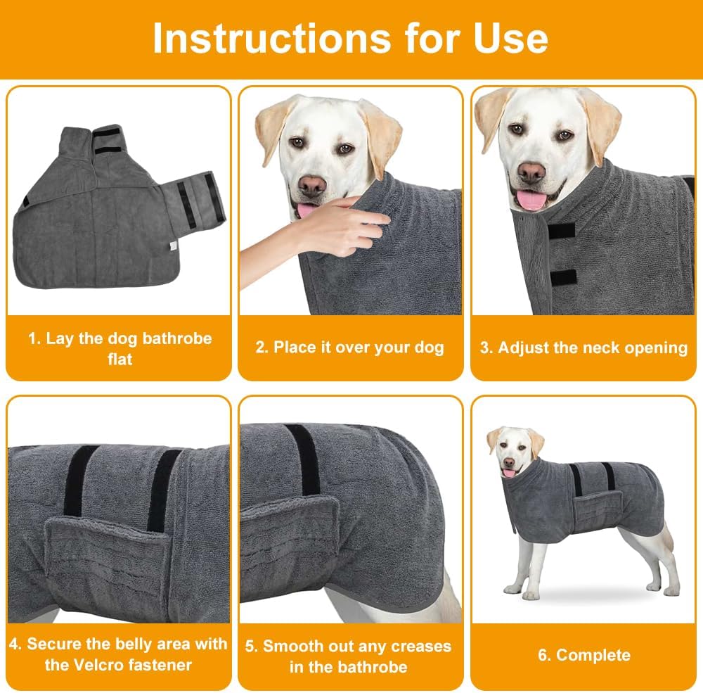 Hunde Bademantel, Hundebademantel Mittelgrosse Hunde, Hund Bademantel mit Klettverschluss, Hundehand