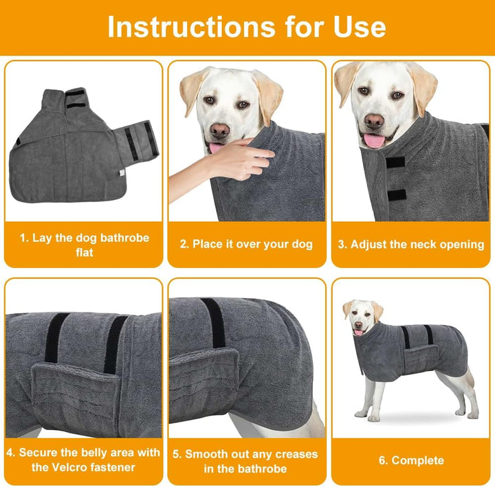 Hunde Bademantel, Hundebademantel Mittelgrosse Hunde, Hund Bademantel mit Klettverschluss, Hundehand