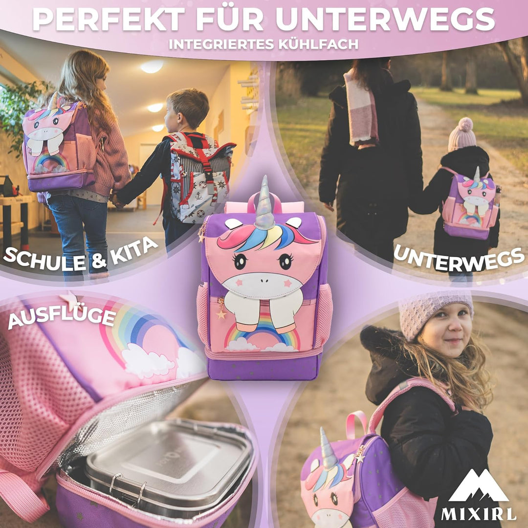 MIXIRL® Lässiger Kindergartenrucksack Mädchen &amp; Kleinkind Rucksack ab 2 Jahre hochwertiger Einhorn K