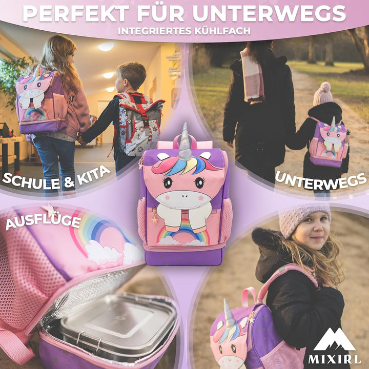 MIXIRL® Lässiger Kindergartenrucksack Mädchen &amp; Kleinkind Rucksack ab 2 Jahre hochwertiger Einhorn K