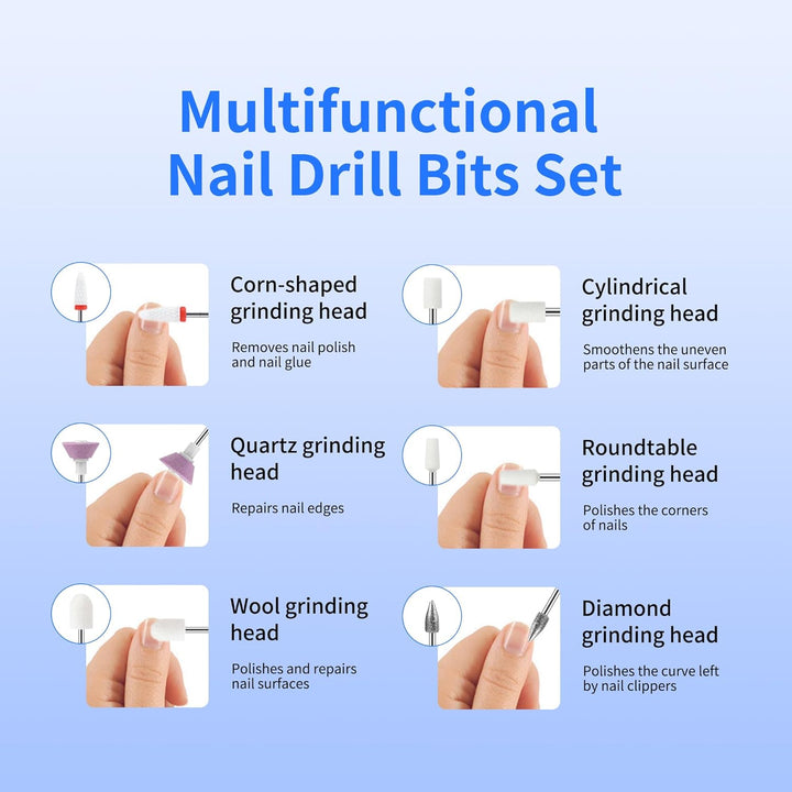 hes Nagelfeilen-Set, 11 in 1, wiederaufladbar, für Maniküre und Pediküre, mit 3 Geschwindigkeitsstuf