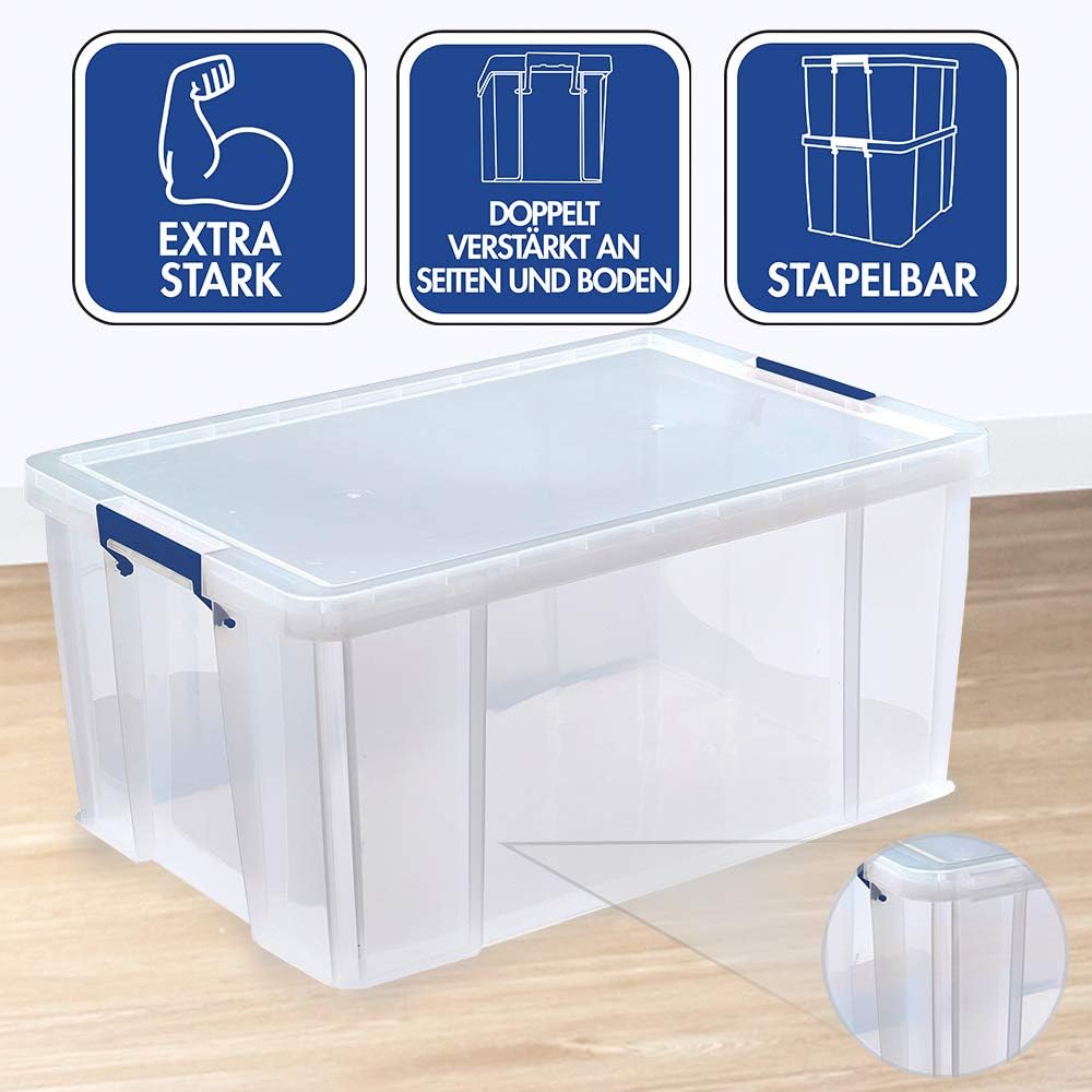 Bankers Box ProStore Grosse Aufbewahrungsbox mit Deckel 70 Liter aus Plastik (Innenmasse 30 x 58 x 3
