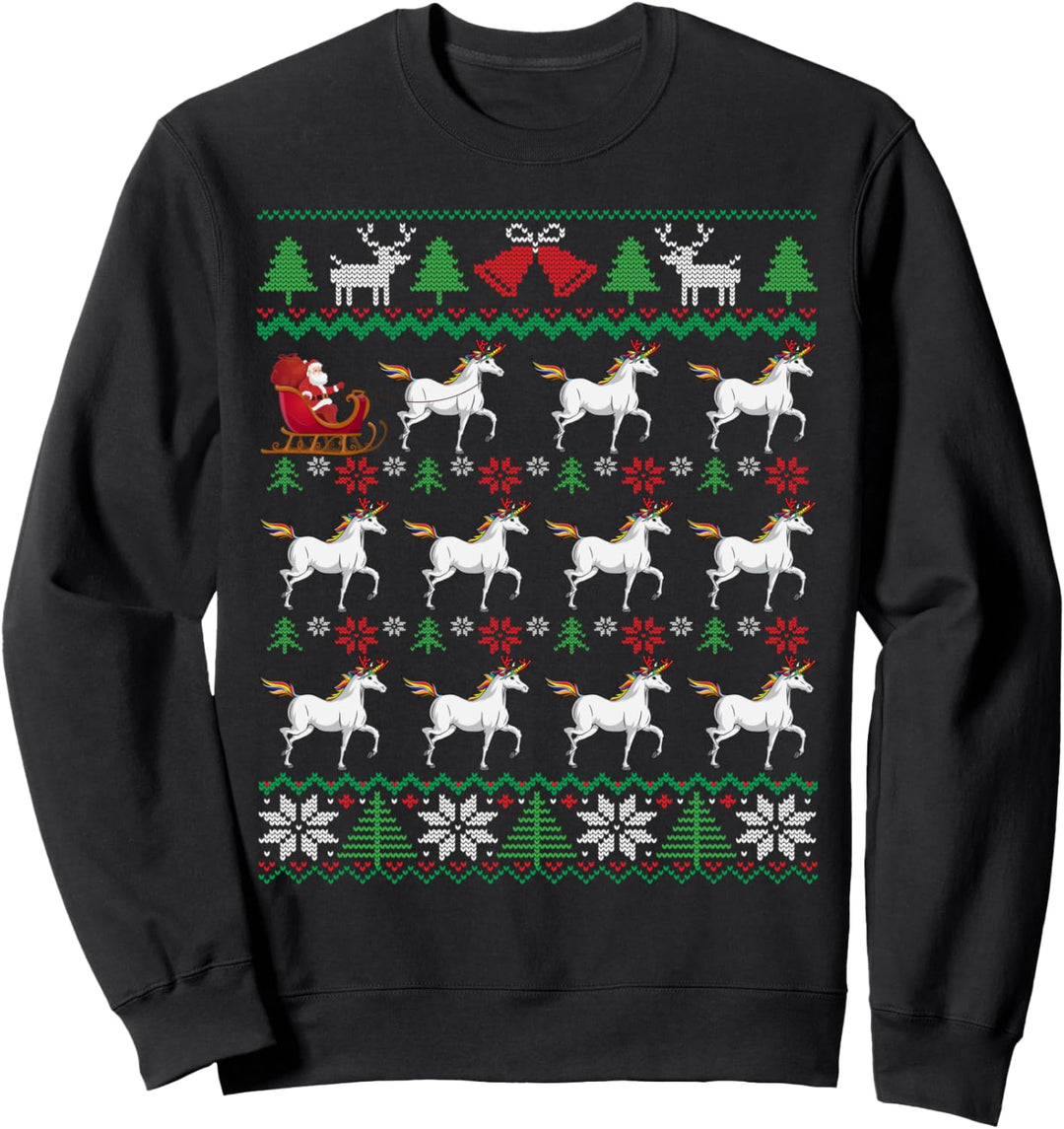 Einhörner ziehen den Weihnachtsmann | Einhorn-Weihnachten Sweatshirt