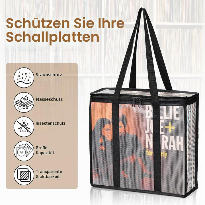 Facmogu LP Vinyl Record Storage Bag (3 Pack), Clear Record Storage Cases für ca. 110 Alben Lagerung