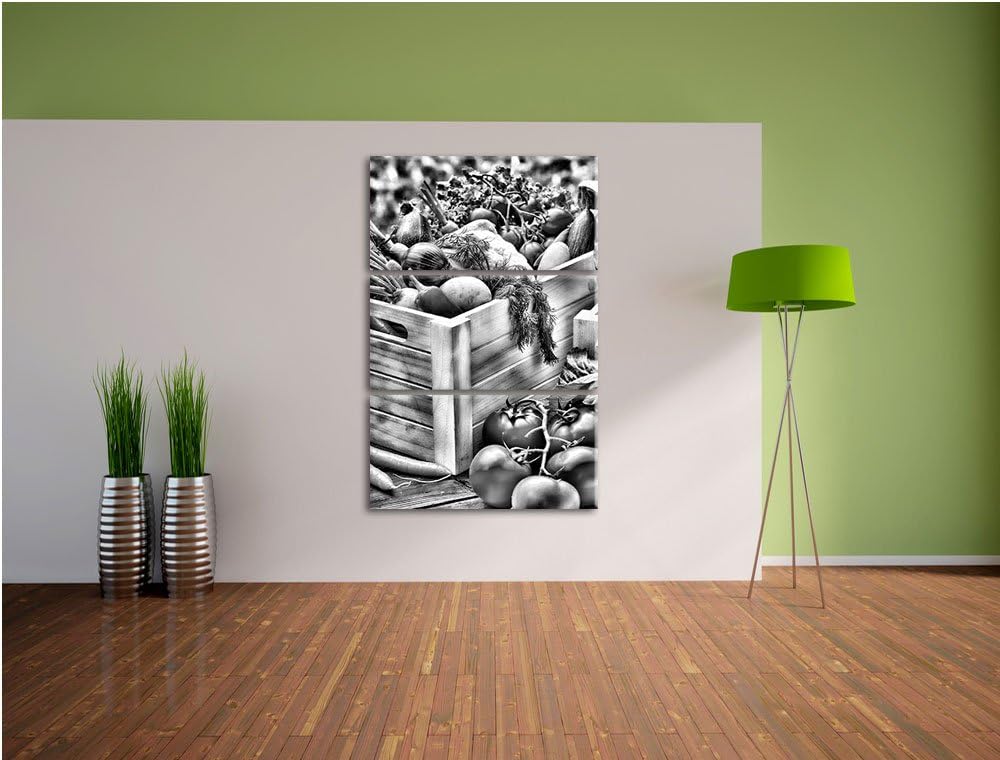 Pixxprint Obst Gemüse Kräuter als Leinwandbild/Grösse: 3 Teilig (120x80 cm) cm/Wandbild/Kunstdruck/f