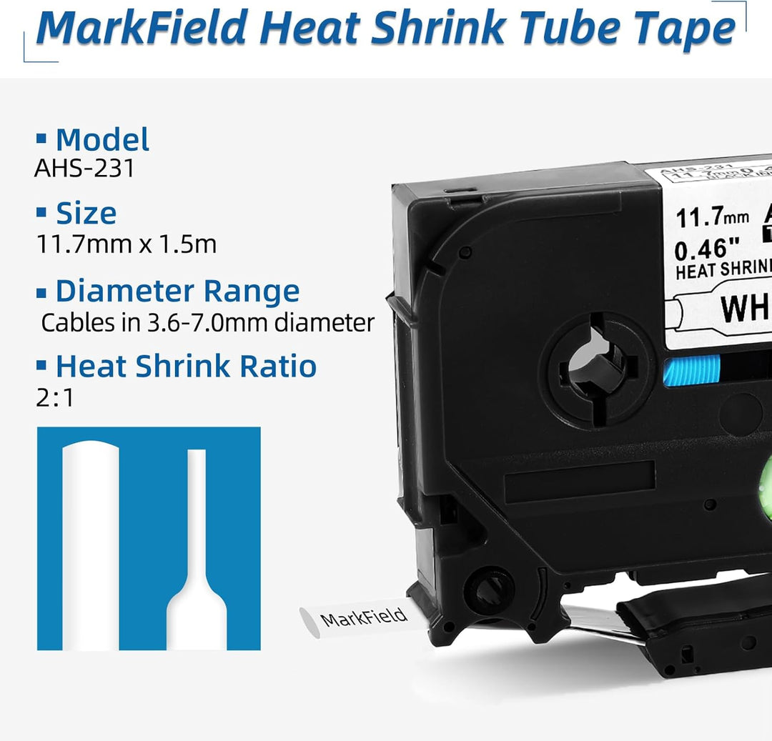 3x MarkField Kompatible Schriftband Schrumpfschlauch HSe-231 HSe231 11.7mm Heat Shrink Tube Bänder S
