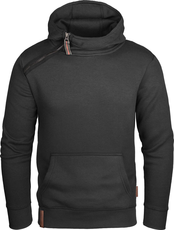 Grin&Bear Kapuzenpullover Herren Hoodie mit schräg Half Zip GEC435 XL Schwarz, XL Schwarz