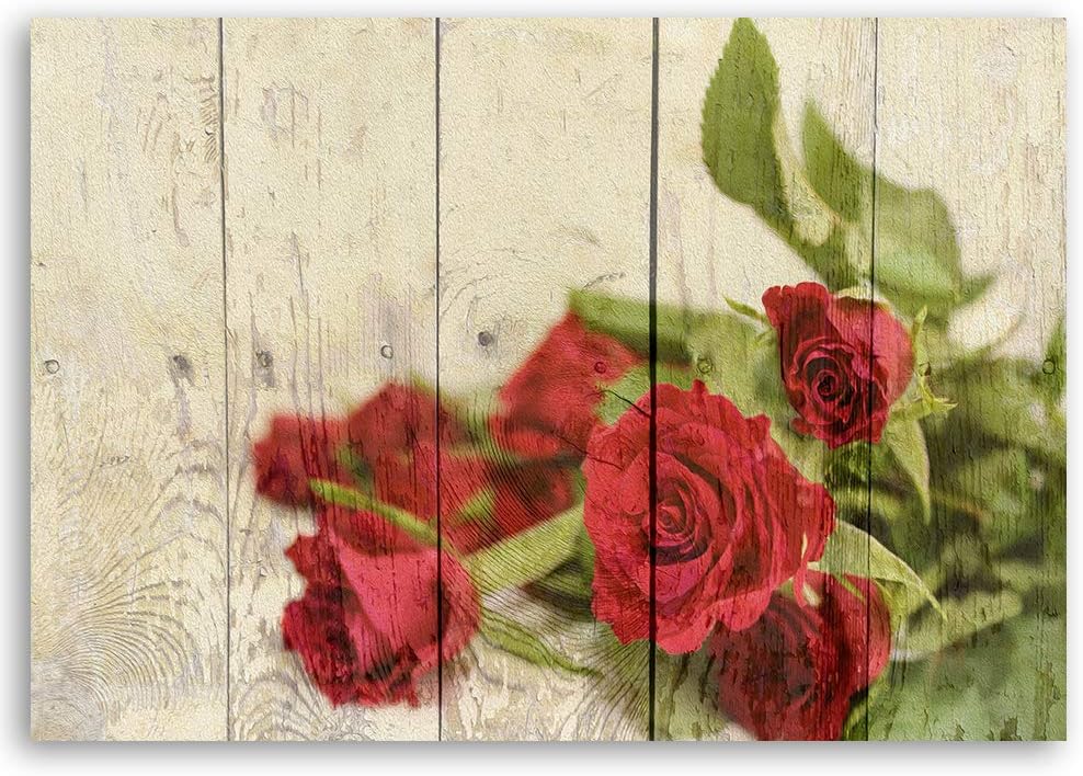 Feeby Wandbild Rosen Druckbild Leinwandbild Blumen Rot 100x70 cm Leinwandbild 100x70 cm Rot_a, Leinw