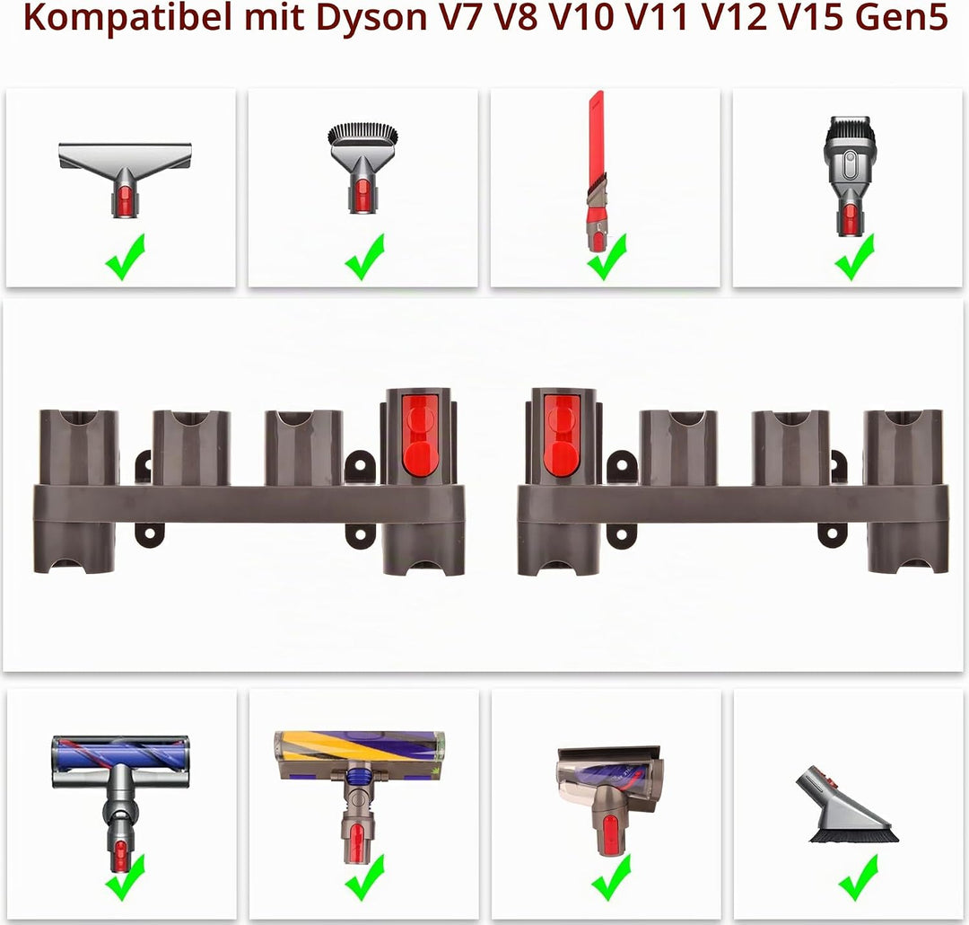 Wandhalterung Zubehörhalter für Dyson Gen5 G5 V15 V12 V11 V10 V8 V7 Staubsaugerzubehör, Dyson Aufsat