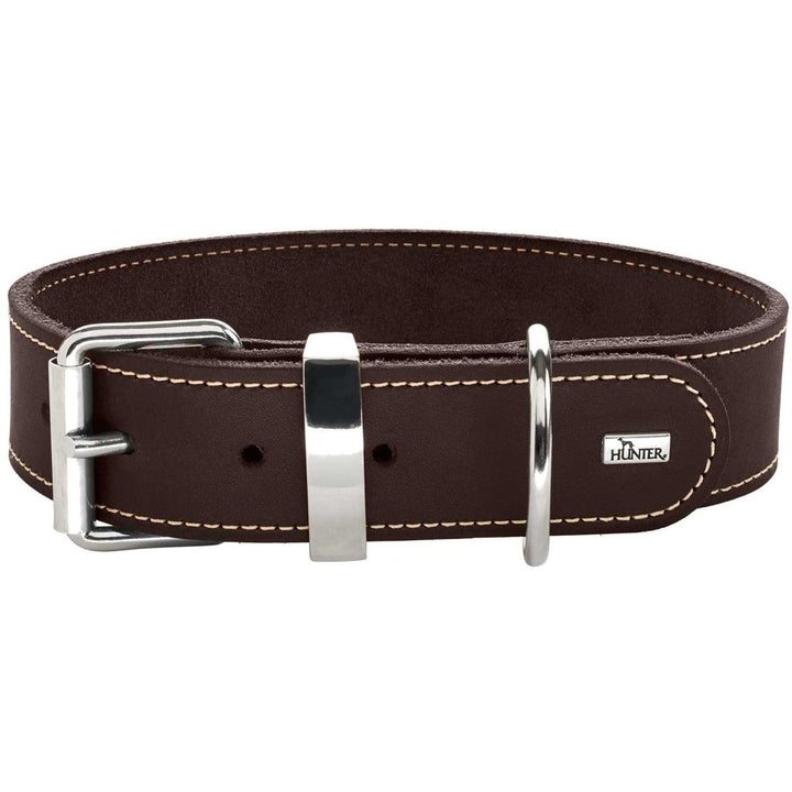 HUNTER AALBORG SPECIAL Hundehalsband, Leder, strapazierfähig, komfortabel, 55 (M), dunkelbraun dunke