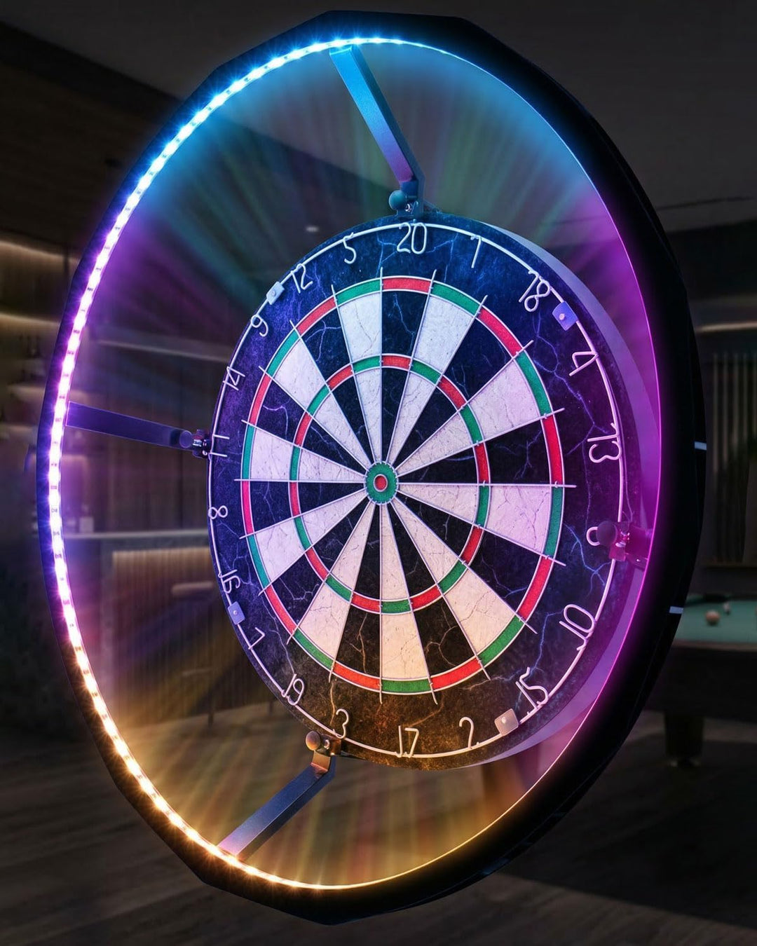 Dartscheibe Beleuchtung– Ultrahell 360° LED Lichtring für Sisal Dartboard – Schattenloser Runddesign
