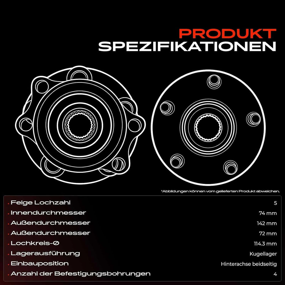 Frankberg 1x Radnabe Radlagersatz Hinterachse Kompatibel mit 3 BK 1.4L-2.3L 2003-2009 5 CR19 1.8L 2.