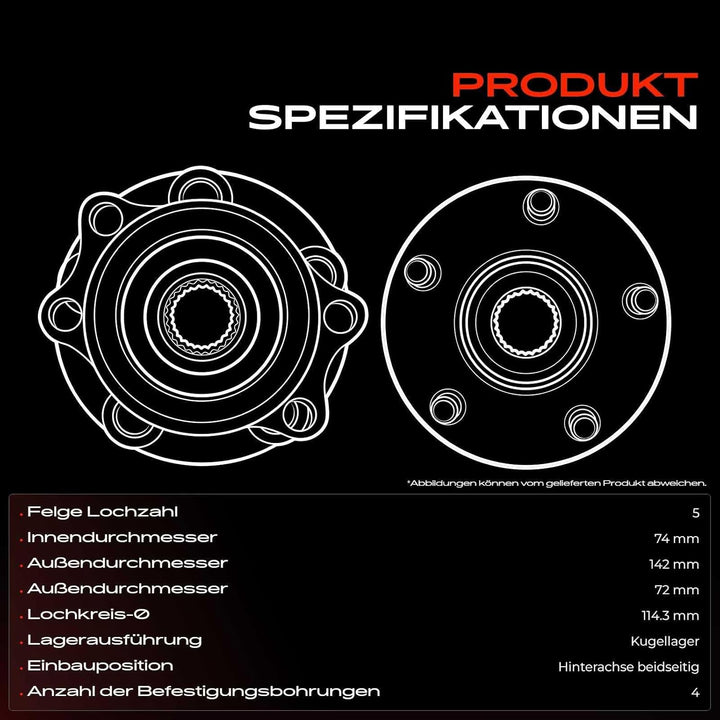 Frankberg 1x Radnabe Radlagersatz Hinterachse Kompatibel mit 3 BK 1.4L-2.3L 2003-2009 5 CR19 1.8L 2.