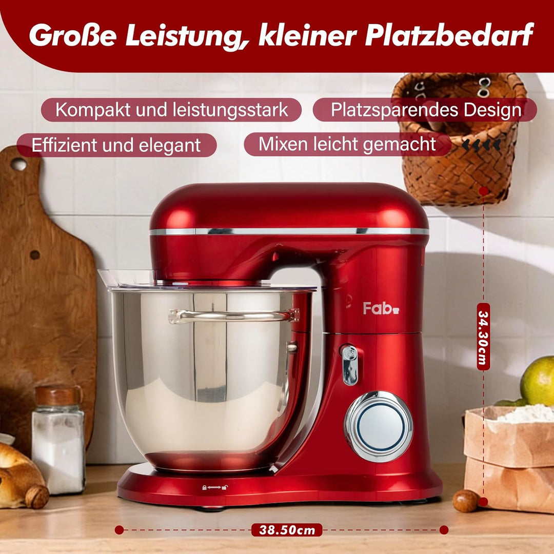 Fab-Serie 6L Küchenmaschine von Kitchen in the box, leistungsstarke Rührmaschine mit 1300W, 10 Gesch