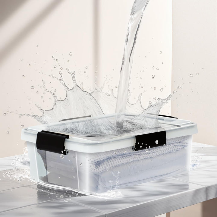 Iris Ohyama Luftdichte Kunststoff-Aufbewahrungsboxen mit Deckel, 10L, 4er-Set, Transparent, Hermetis