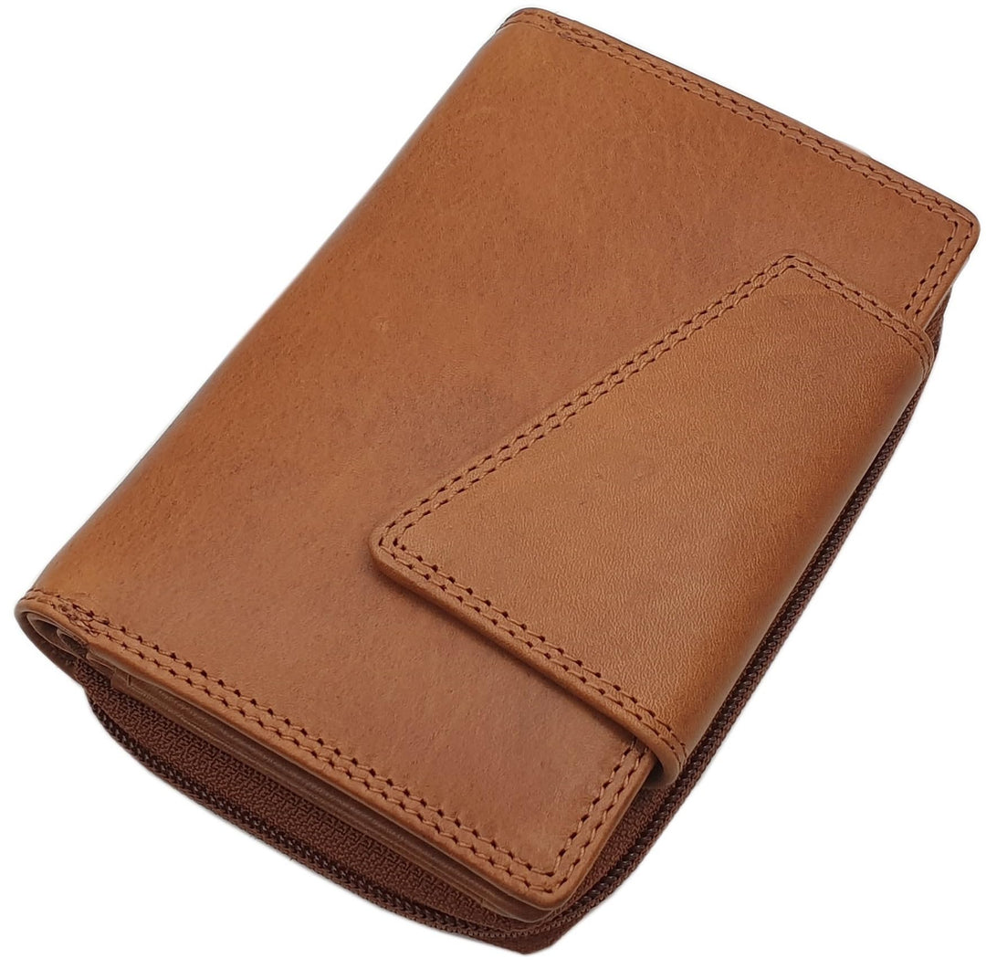 Echt Rindleder Damen Geldbörse/Geldbeutel/Portemonnaie/Geldtasche/Portmonee in Hochformat mit Schmet