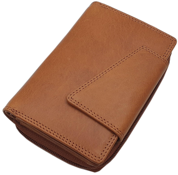 Echt Rindleder Damen Geldbörse/Geldbeutel/Portemonnaie/Geldtasche/Portmonee in Hochformat mit Schmet