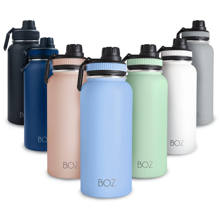 BOZ Isolierte Edelstahl-Wasserflasche mit breiter Öffnung, BPA-frei, doppelwandig, hellblau, Hellbla