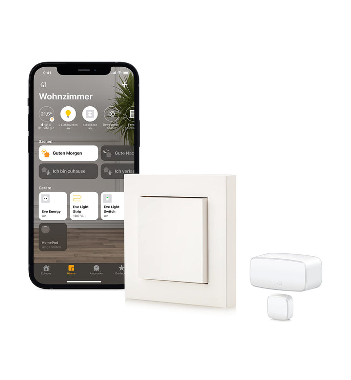 Eve Thread Starter Kit Lichtsteuerung (Eve Light Switch + Eve Door &amp; Window), Weiss Set Smarte Licht