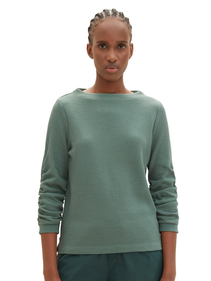 Tom Tailor Denim Damen 1034290 Sweatshirt mit Raffarm (1er Pack) M 19643 - Green Dust, M 19643 - Gre