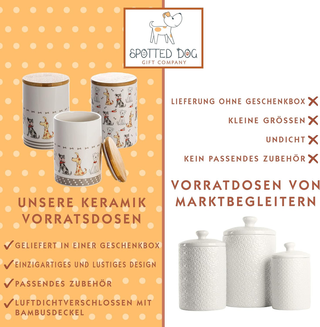 SPOTTED DOG GIFT COMPANY Vorratsdosen Keramik mit Deckel Luftdicht - 3 Vorratsbehälter vielseitig Au