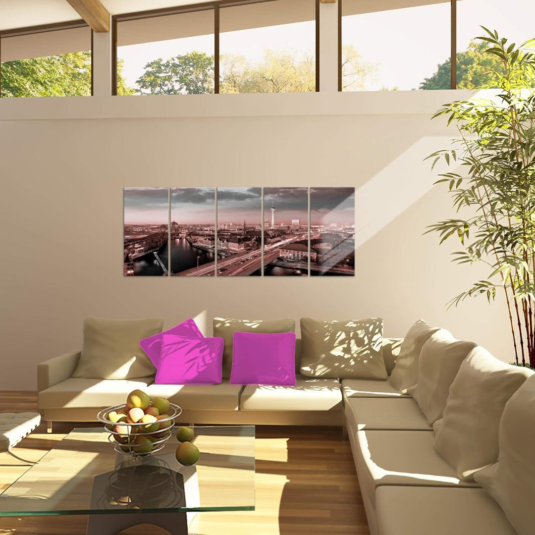 Runa Art Bild Berlin Wandbilder auf Vlies Leinwand 5 Teilig Wanddekoration Wohnzimmer Büro 605156b 1