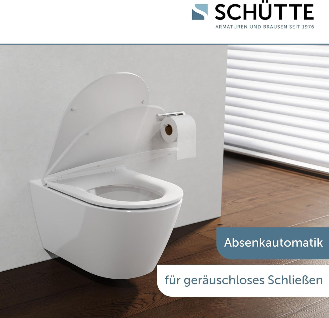 WC-Sitz mit Absenkautomatik TÜV-geprüft | Abnehmbarer Klodeckel aus bruchsicherem Material D-Form, D