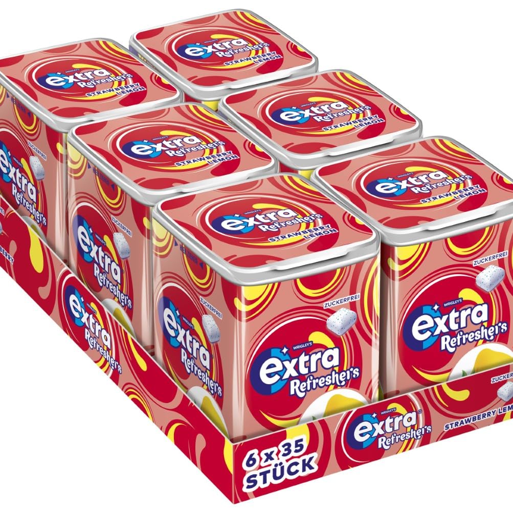 EXTRA® REFRESHERS Dose Strawberry Lemon, erfrischendes Geschmackserlebnis, 6x35 Stück, Strawberry Le