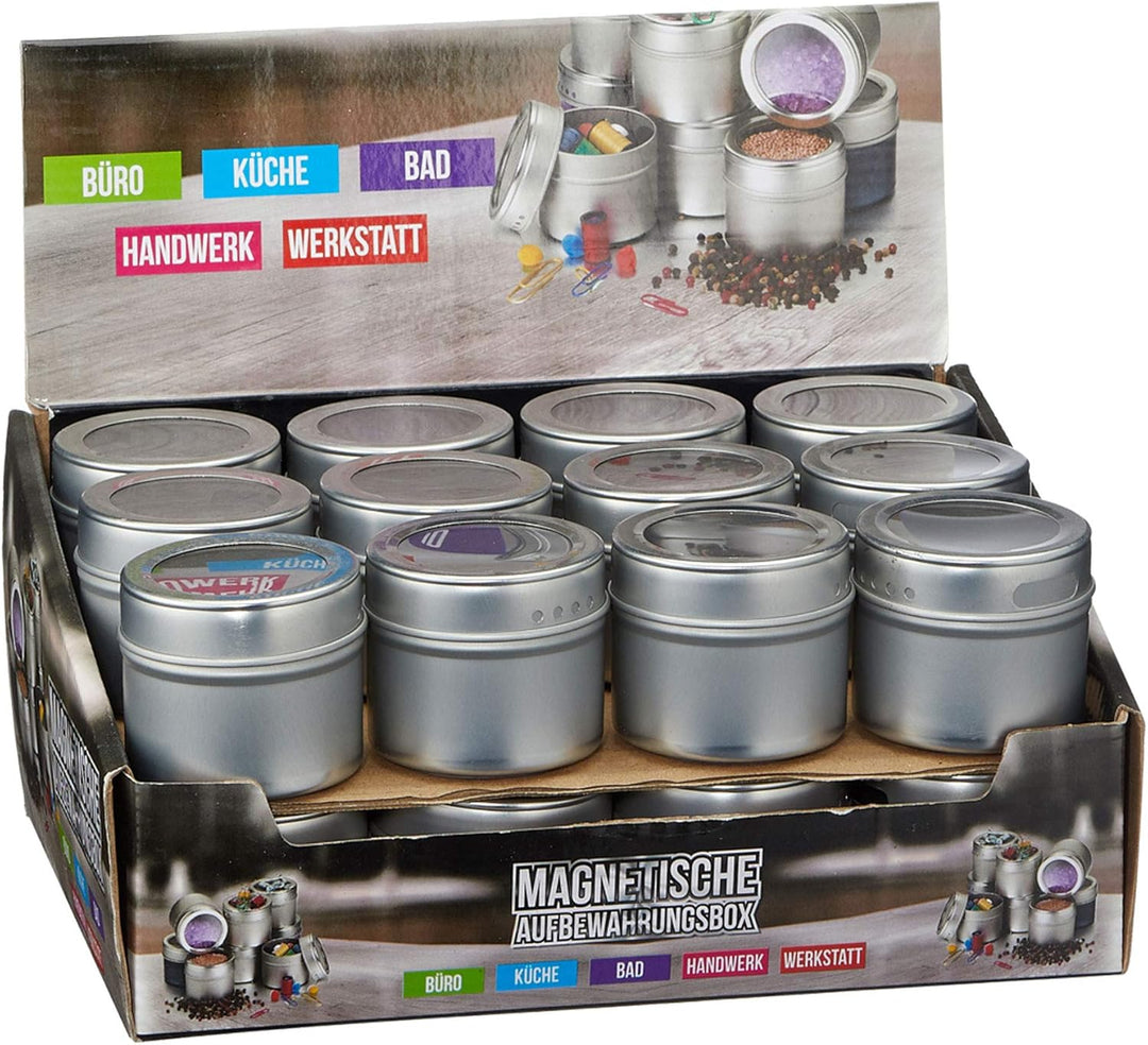 Cepewa Aufbewahrungsdosen magnetisch 4 x 6er Set Gewürzdosen Gewürzbehälter Mehrzweckdose Dosen (4 x