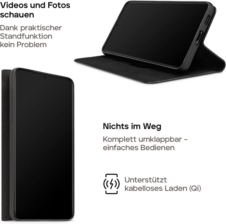 WIIUKA Hülle für Samsung Galaxy A53, Premium Leder, mit Kartenfach, extra Dünn, Handyhülle mit Stand