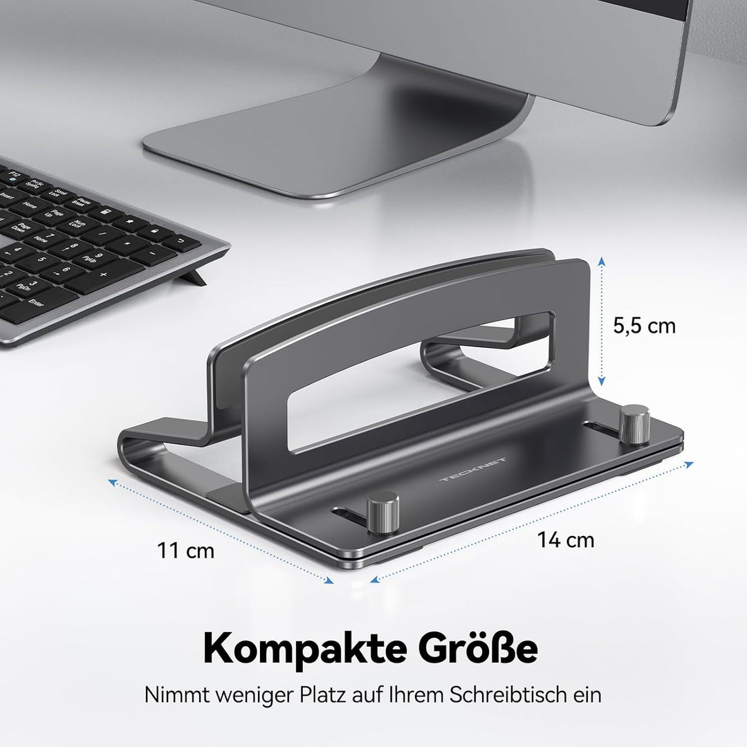 TECKNET Vertikaler Laptop Ständer aus Aluminium, Verstellbarer Laptop-Ständer, durchbrochenes Design