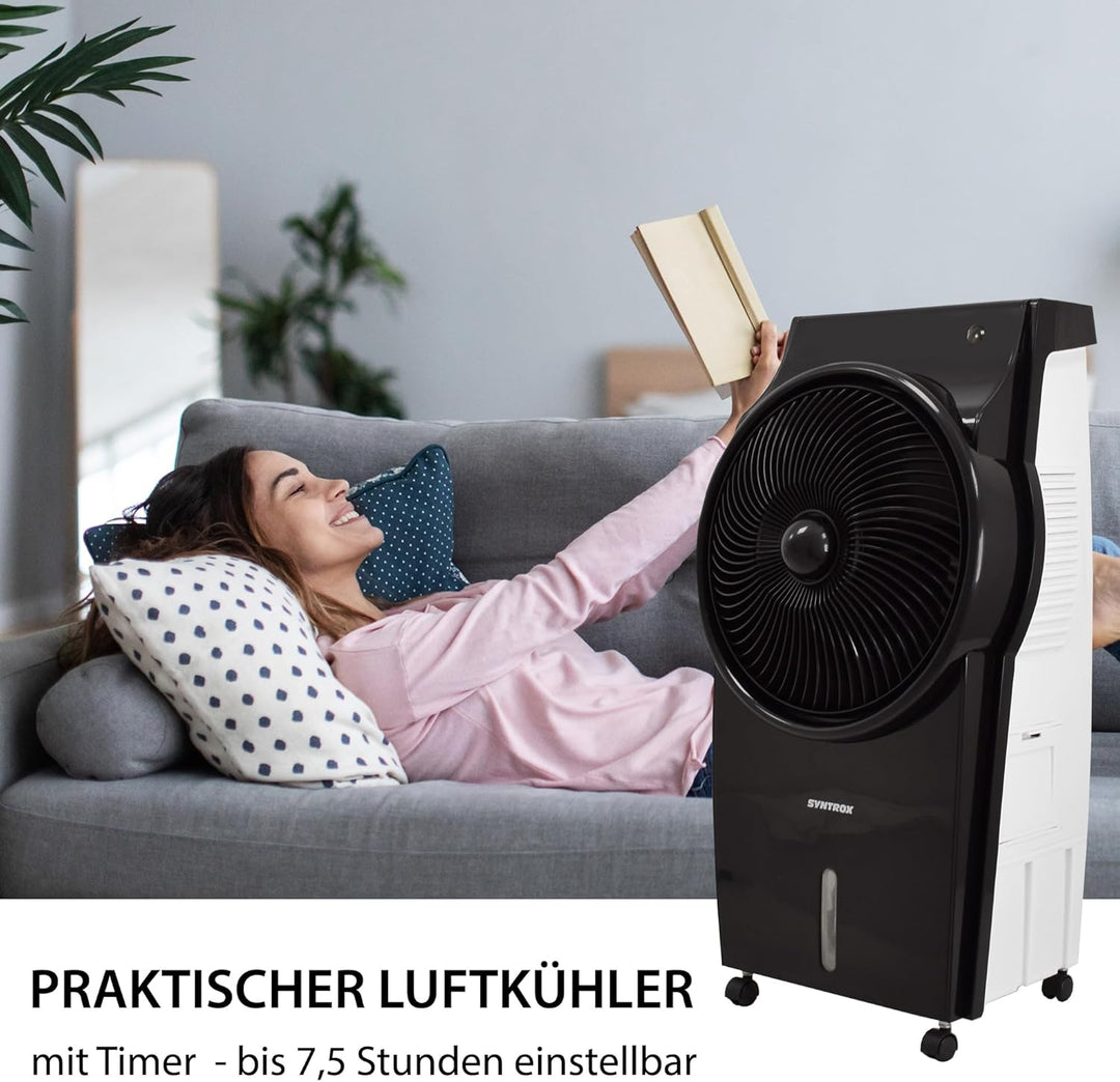 Syntrox Germany 4 in 1 Luftkühler Luftbefeuchter Lufterfrischer und Ventilator AC-95W-B 8L Blowy Rem