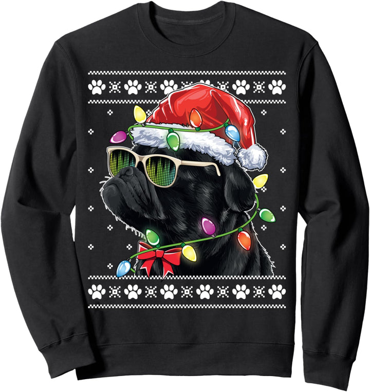 Black Pug Christmas Tree Dog Mom Dad Ugly Sweater Christmas Sweatshirt
